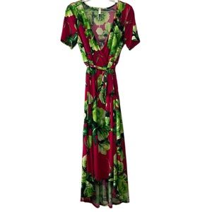 PinkBlush Mock Wrap Asymmetrical Maternity Dress Pink Floral Women’s Size 1X NWT